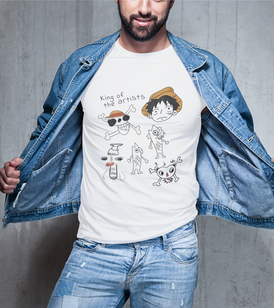 King Of The Artists One Piece Straw Hat Skull Luffy Sketches T-Shirt
