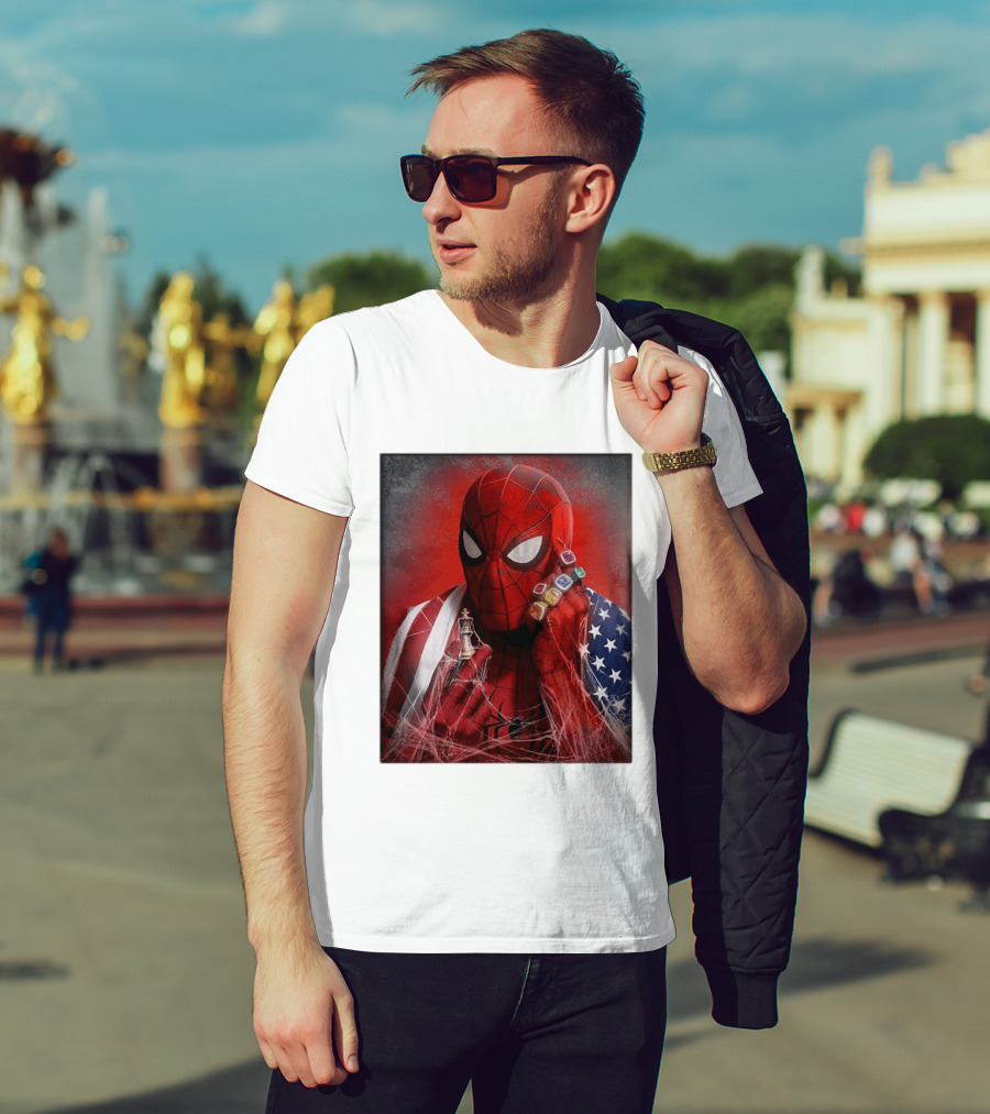 Spider Man Infinity Gauntlet Chess Piece American Flag Avengers Endgame Russo Brothers T-Shirt