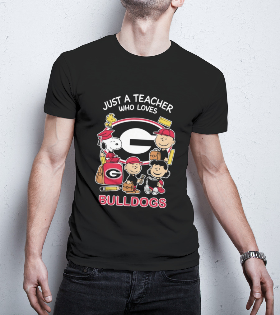 Just A Teacher Who Loves Bulldogs Peanuts X Georgia Football Academics T-Shirt