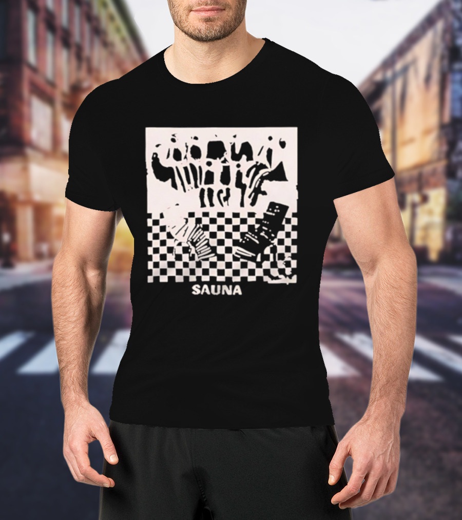 Sauna Checkered Patterns Accordion Instruments T-Shirt