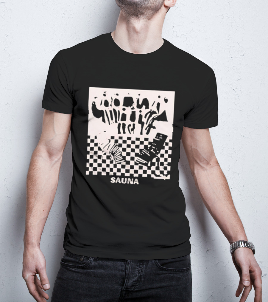 Sauna Checkered Patterns Accordion Instruments T-Shirt