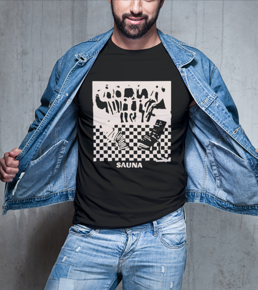 Sauna Checkered Patterns Accordion Instruments T-Shirt