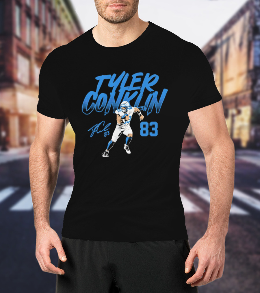 TYLER CONKLIN 83 Detroit Lions Dynamic Pose T-Shirt