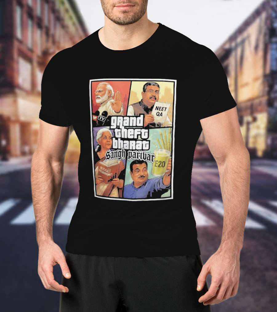 Grand Theft Bharat Sangh Parivar NEET QA Budget Perkonomics E20 T-Shirt