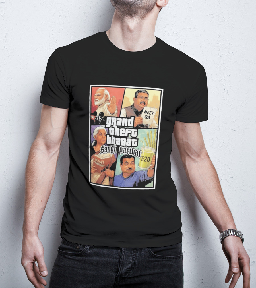 Grand Theft Bharat Sangh Parivar NEET QA Budget Perkonomics E20 T-Shirt