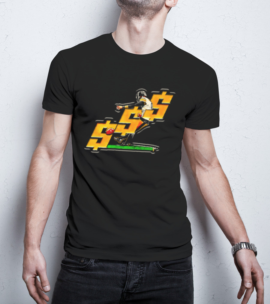 Pittsburgh Steelers Chris Boswell Kicking Football Dollar Sign T-Shirt
