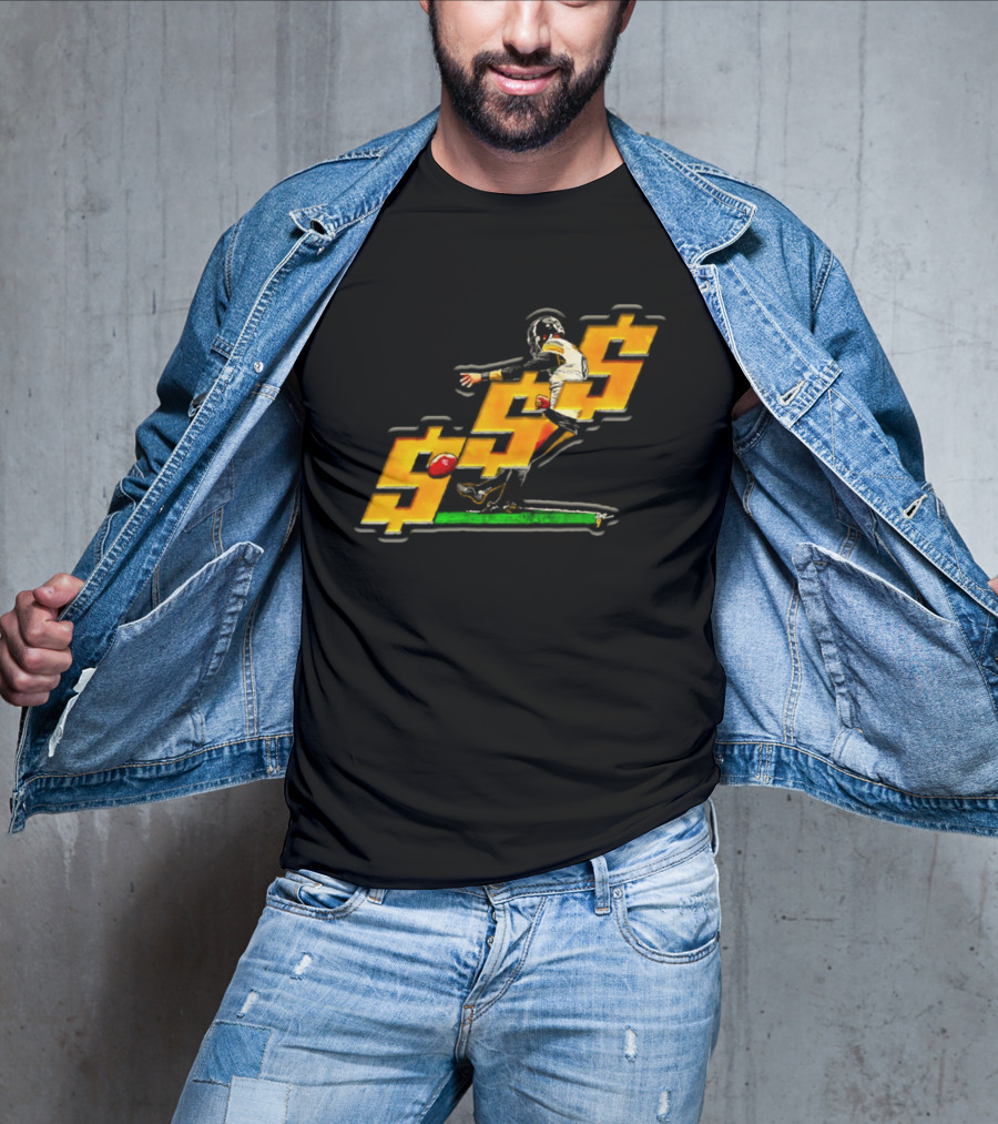 Pittsburgh Steelers Chris Boswell Kicking Football Dollar Sign T-Shirt