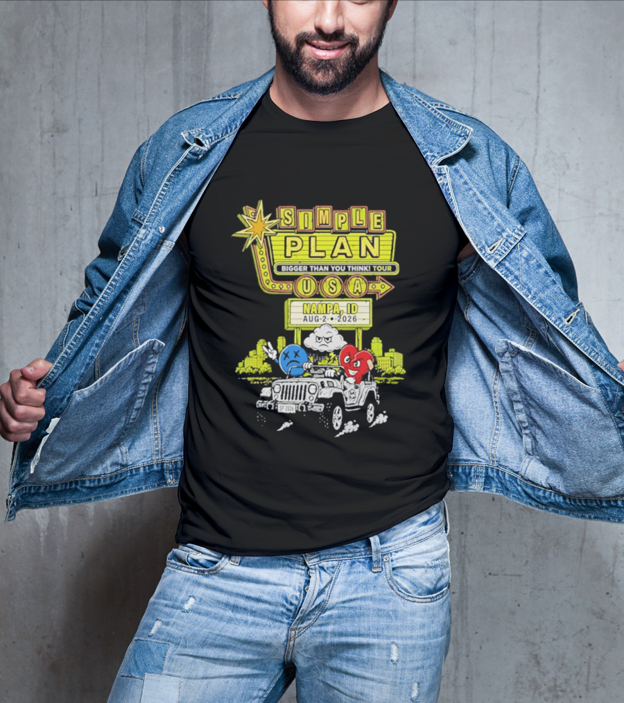 Simple Plan Bigger Than You Think Tour Nampa ID USA August 2 2026 T-Shirt