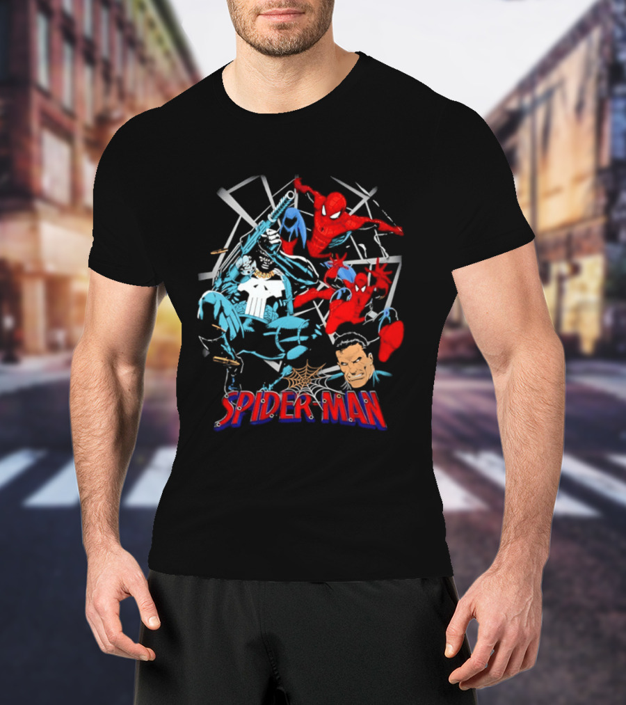 Spider Man Punisher Marvel Comics Crossover Action T-Shirt