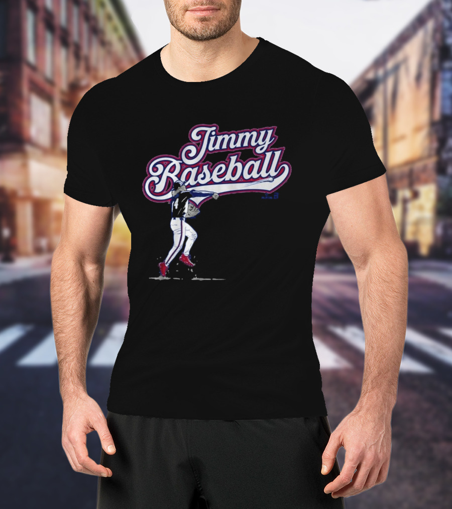 Jimmy Baseball Vintage Style Player Swinging Bat T-Shirt
