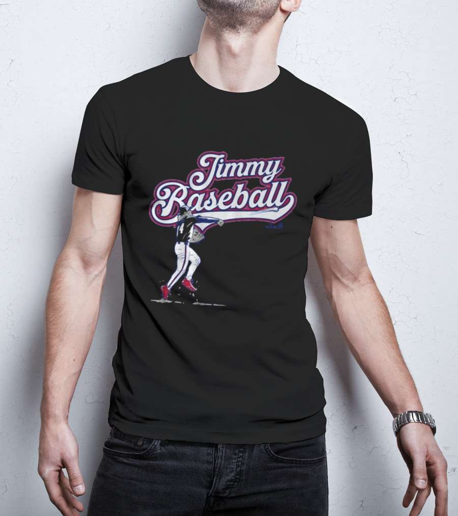 Jimmy Baseball Vintage Style Player Swinging Bat T-Shirt