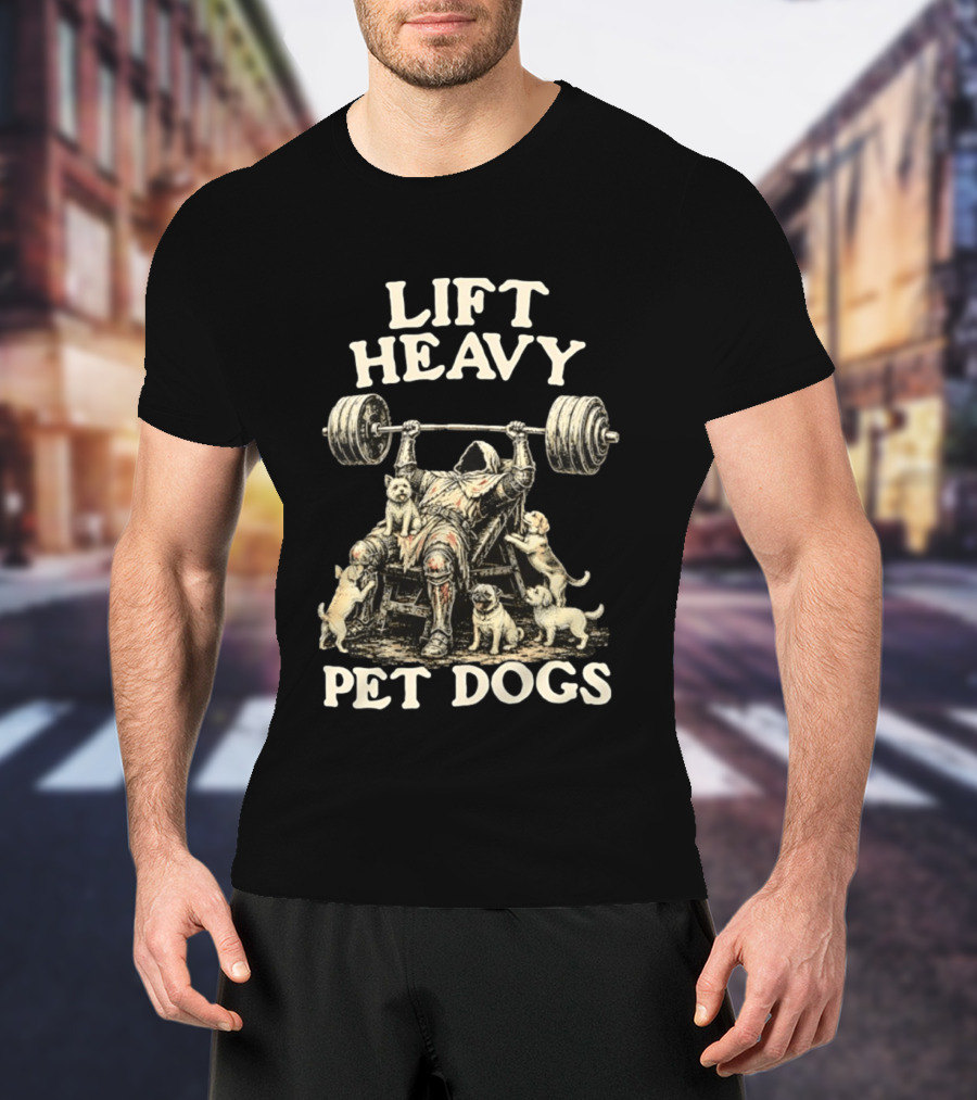 Lift Heavy Pet Dogs Medieval Weightlifting Knight With Puppies T-Shirt