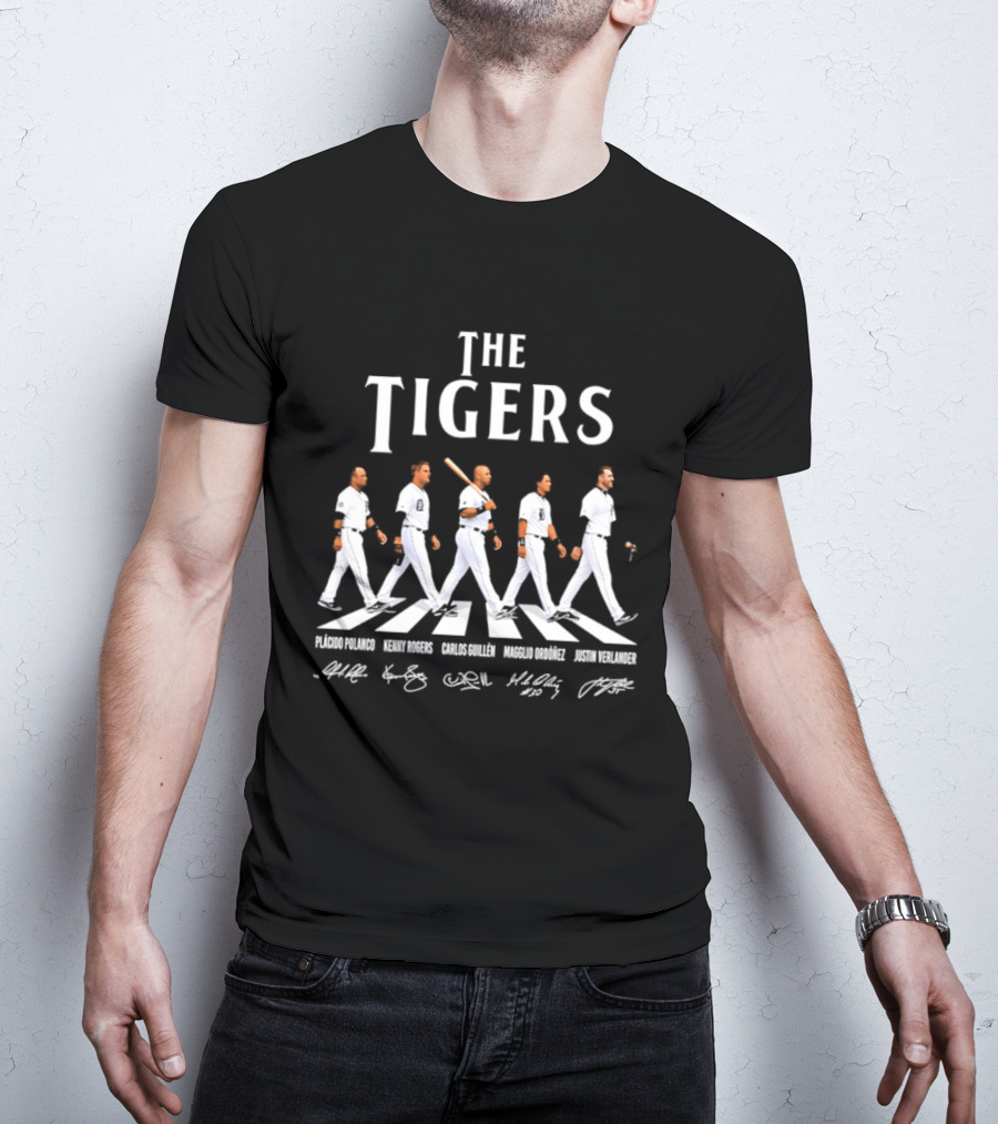 The Tigers Plácido Polanco Kenny Rogers Carlos Guillén Magglio Ordóñez Justin Verlander Detroit Abbey Road Baseball Players T-Shirt