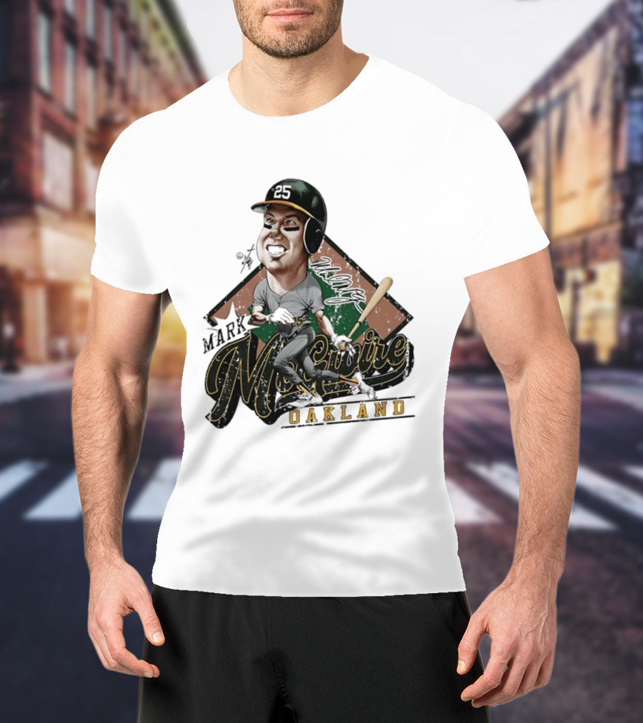 Mark McGwire Oakland Athletics Baseball Caricature Bruce Stark T-Shirt