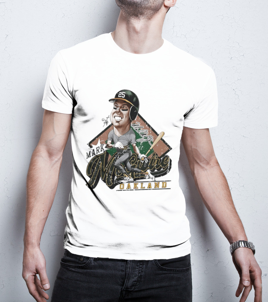 Mark McGwire Oakland Athletics Baseball Caricature Bruce Stark T-Shirt