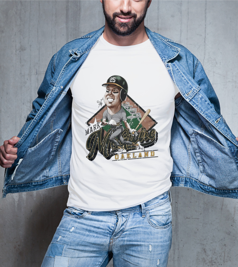 Mark McGwire Oakland Athletics Baseball Caricature Bruce Stark T-Shirt