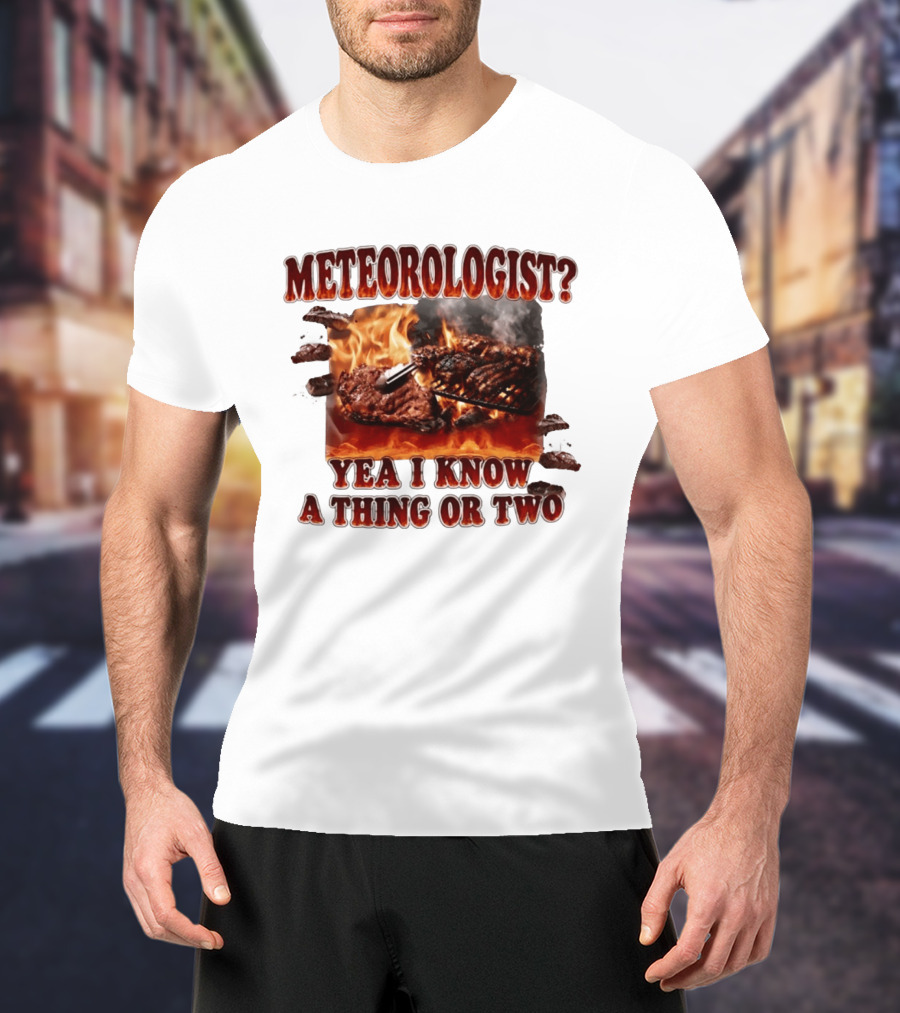 Meteorologist Yea I Know A Thing Or Two BBQ Grilling Steak Fire Humor T-Shirt