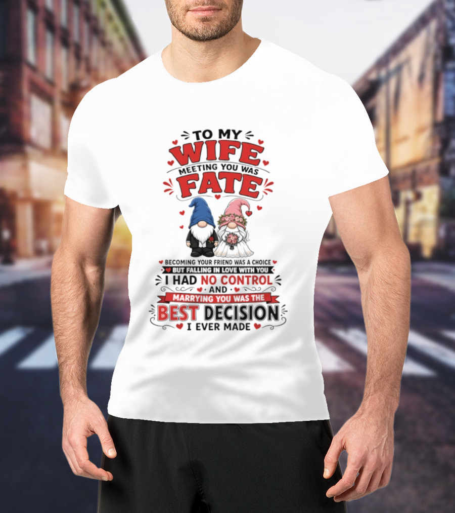 To My Wife Meeting You Was Fate Gnomes Best Decision I Ever Made T-Shirt
