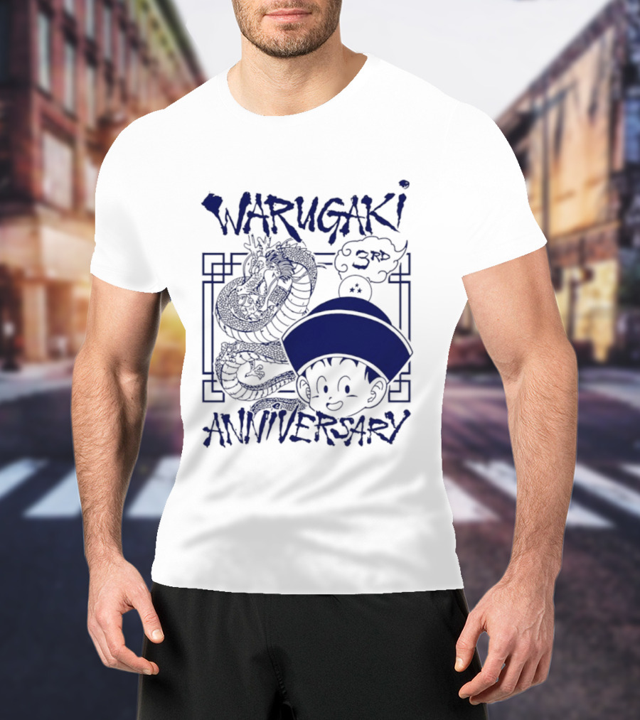 Warugaki 3th Anniversary With Dragon And Child In Blue T-Shirt