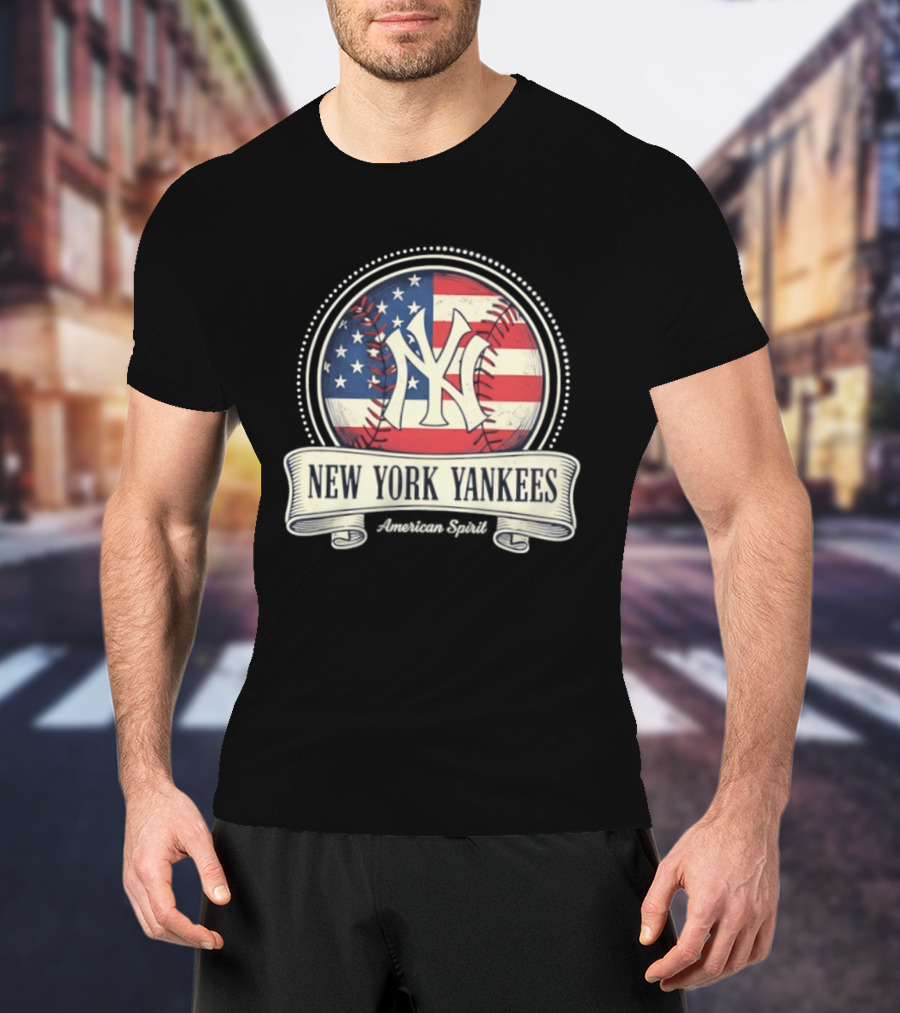 New York Yankees American Flag Baseball Emblem MLB T-Shirt