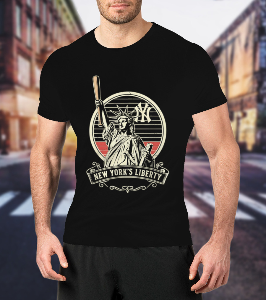 New York Yankees MLB Lady Liberty Bat T-Shirt