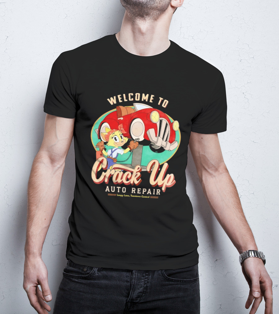 Welcome To Crack Up Auto Repair Happy Lane Towtown Cougars T-Shirt