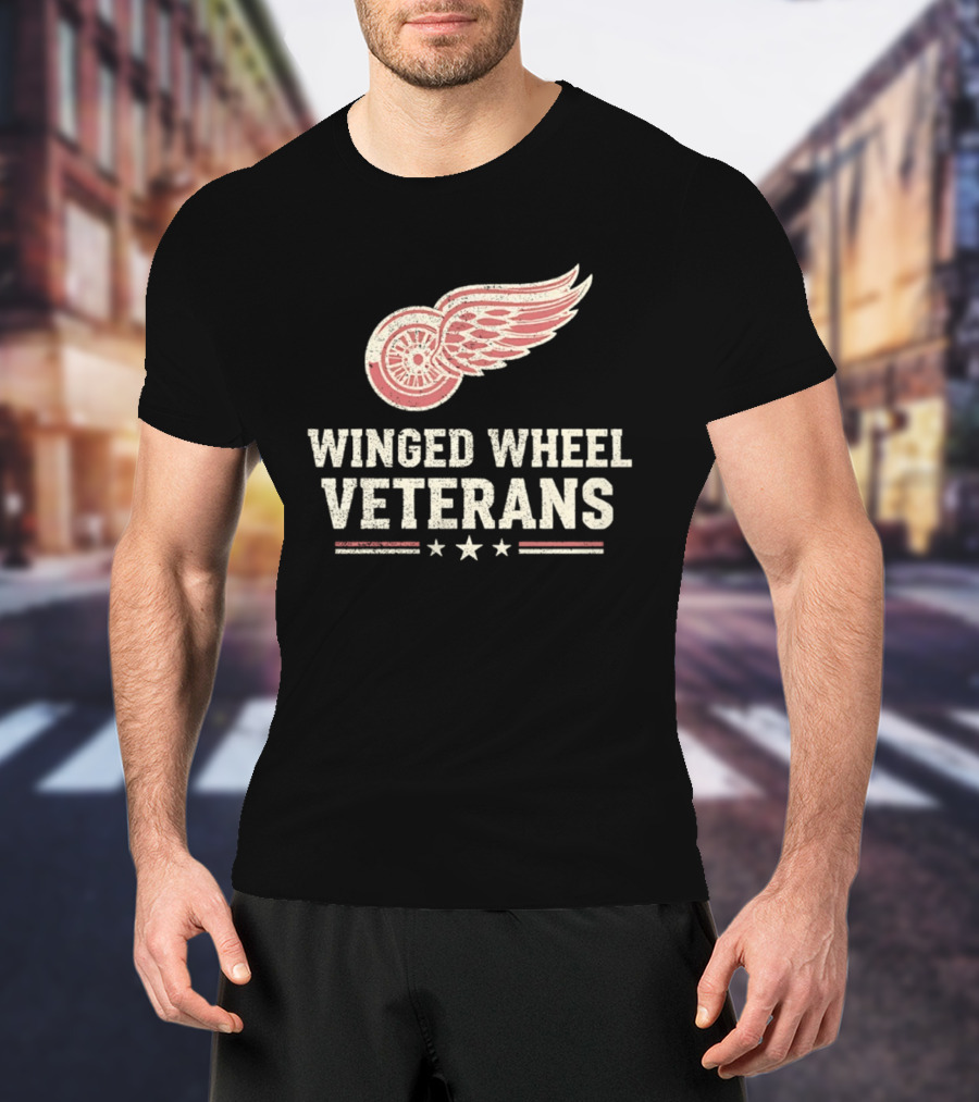 Winged Wheel Veterans Detroit Red Wings Three Stars T-Shirt