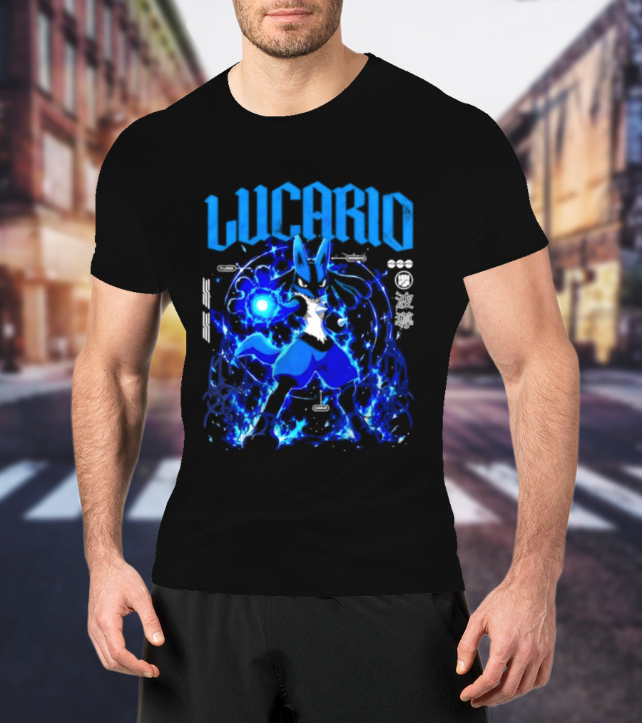 Lucario Fighting Awakened Combat Pokemon Aura Sphere Power T-Shirt