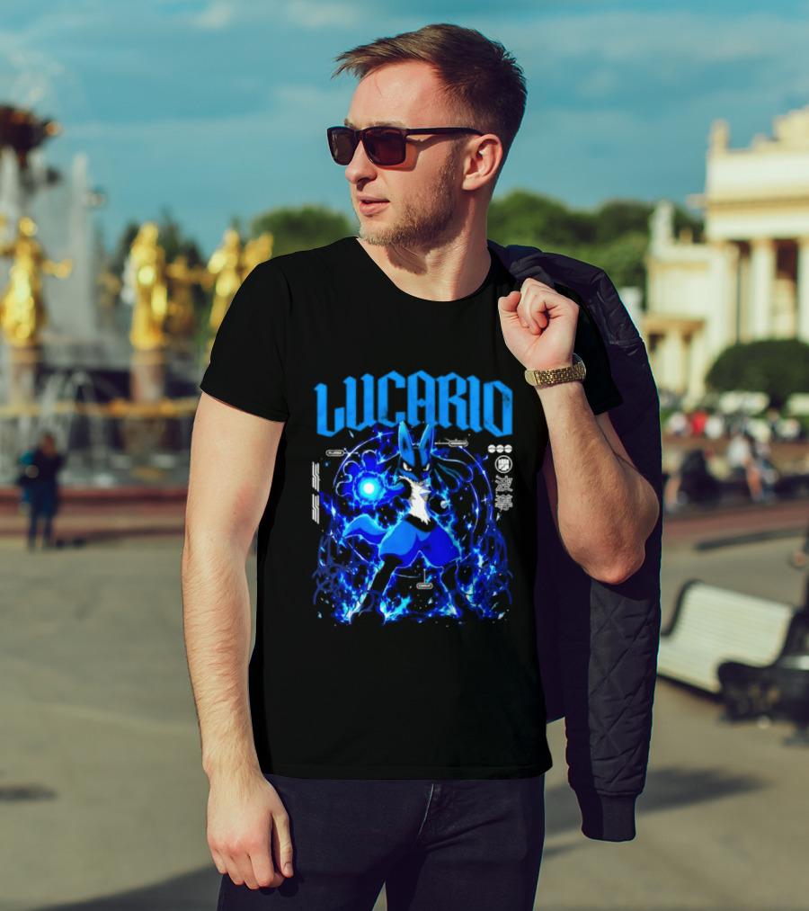 Lucario Fighting Awakened Combat Pokemon Aura Sphere Power T-Shirt
