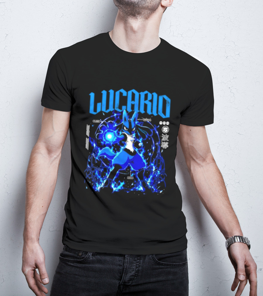 Lucario Fighting Awakened Combat Pokemon Aura Sphere Power T-Shirt