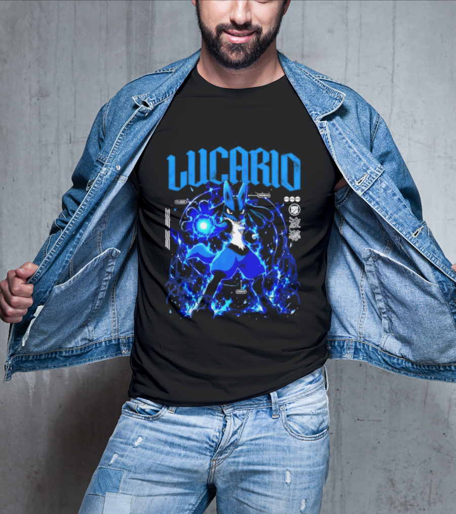 Lucario Fighting Awakened Combat Pokemon Aura Sphere Power T-Shirt