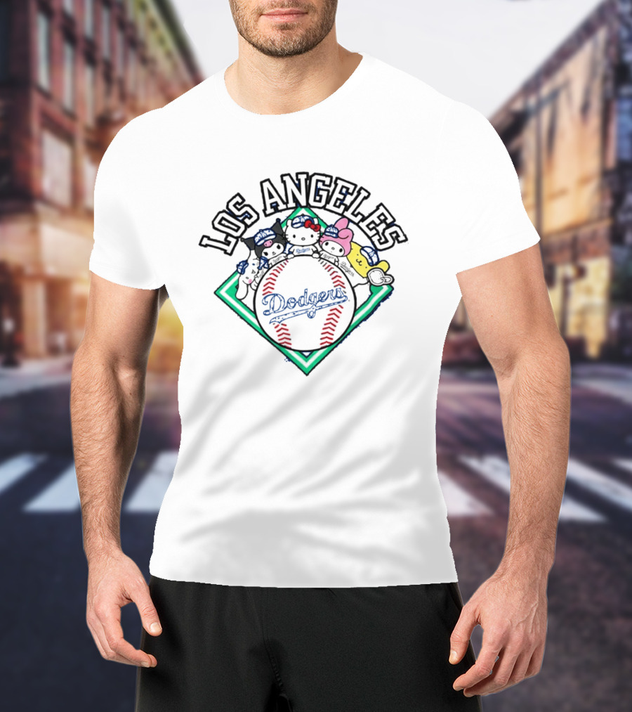 Los Angeles Dodgers Hello Kitty Friends Night Characters T-Shirt