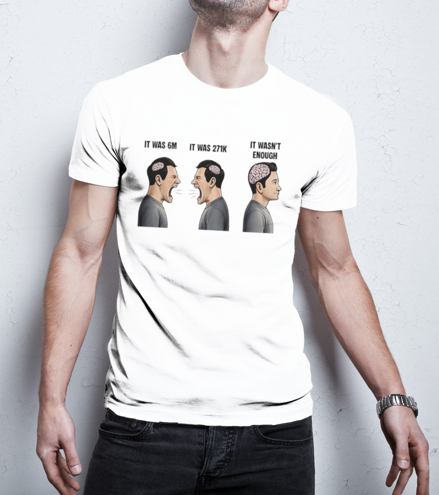 It Was 6M It Was 271K It Wasn't Enough Brain Scream Meme T-Shirt