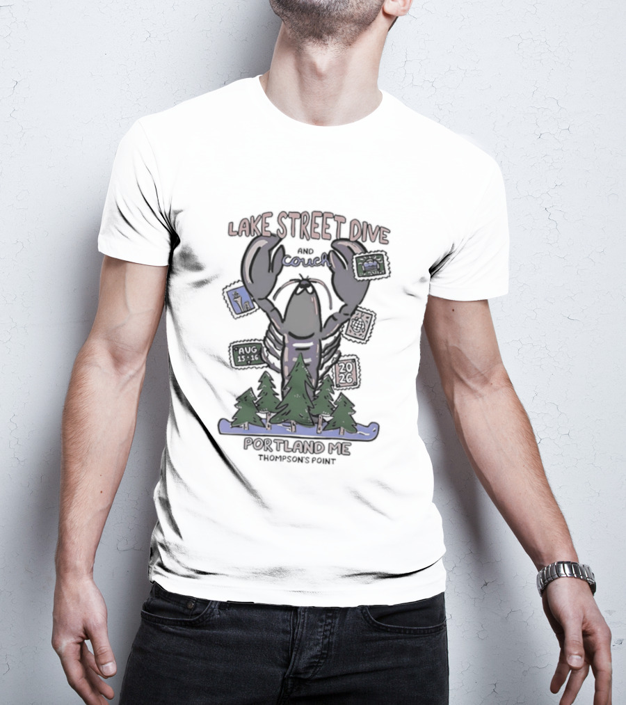 Lake Street Dive Portland ME Thompson's Point 2026 Lobster Trees Ski T-Shirt