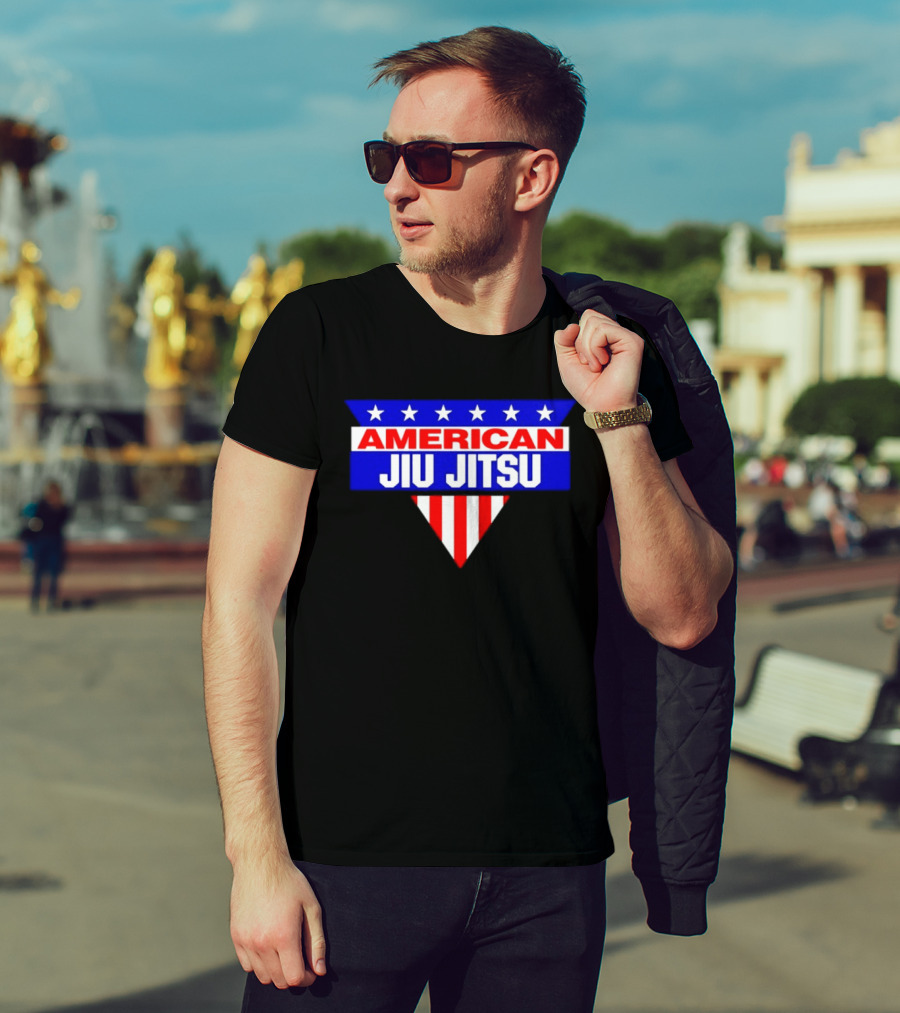 American Jiu Jitsu Stars And Stripes BJJ Martial Arts Grappling T-Shirt