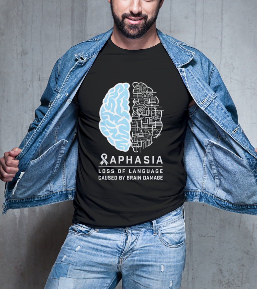 Aphasia Awareness Ribbon Brain Design Loss Of Language Caused By Brain Damage T-Shirt