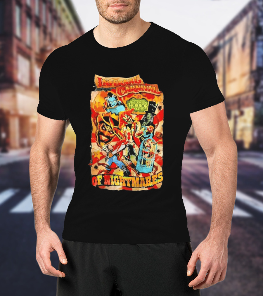 Infernal Carnival Of Nightmares Universal Orlando Halloween Horror Nights 35 Spooky Clown And Ghostly Characters T-Shirt