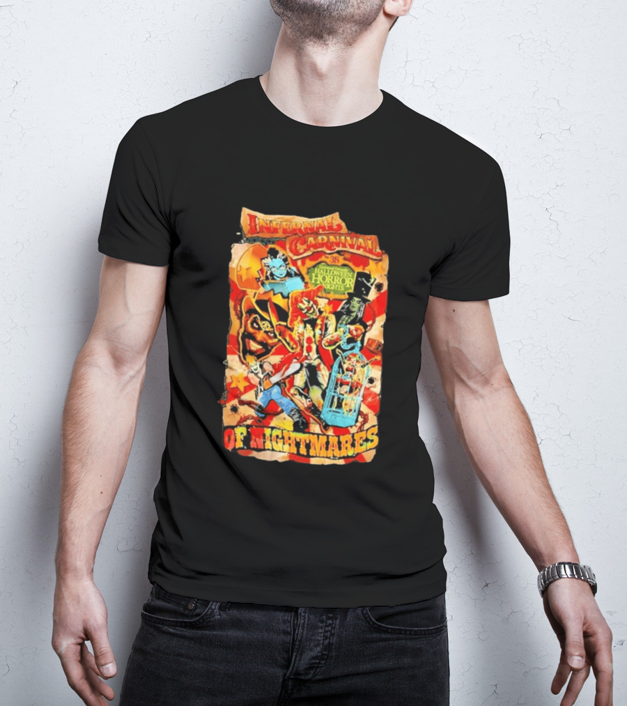 Infernal Carnival Of Nightmares Universal Orlando Halloween Horror Nights 35 Spooky Clown And Ghostly Characters T-Shirt