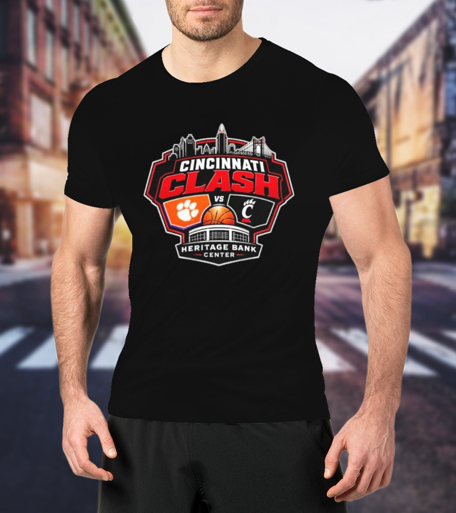 Clemson Vs Cincy Cincinnati Clash Heritage Bank Center 2026 T-Shirt