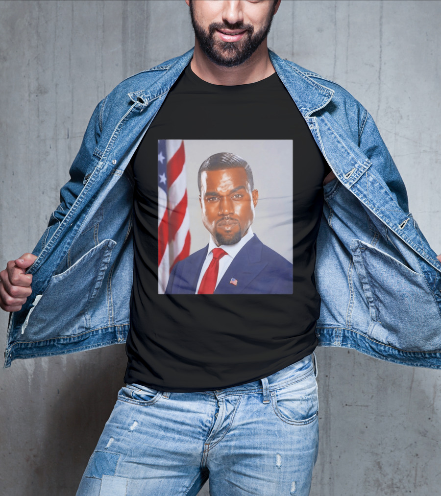 Kanye West Ye Political Portrait American Flag Suit And Tie T-Shirt