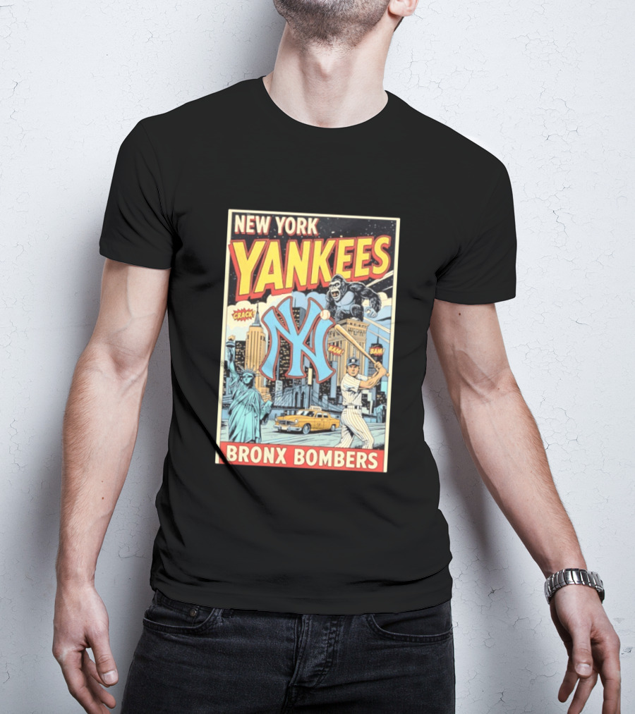 New York Yankees Bronx Bombers King Kong Baseball Statue Of Liberty Taxi Skyline T-Shirt