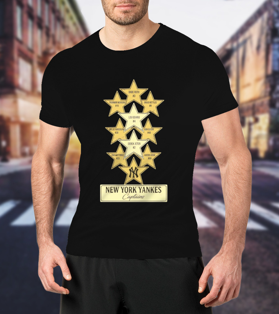 New York Yankees Captains Babe Ruth Lou Gehrig Derek Jeter Thurman Munson Graig Nettles Willie Randolph Ron Guidry Don Mattingly Aaron Judge T-Shirt