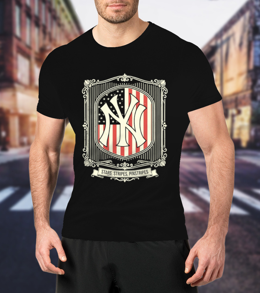 Yankees Stars And Stripes Pinstripes American Flag Baseball T-Shirt