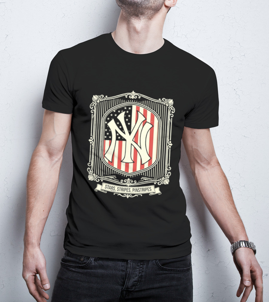 Yankees Stars And Stripes Pinstripes American Flag Baseball T-Shirt