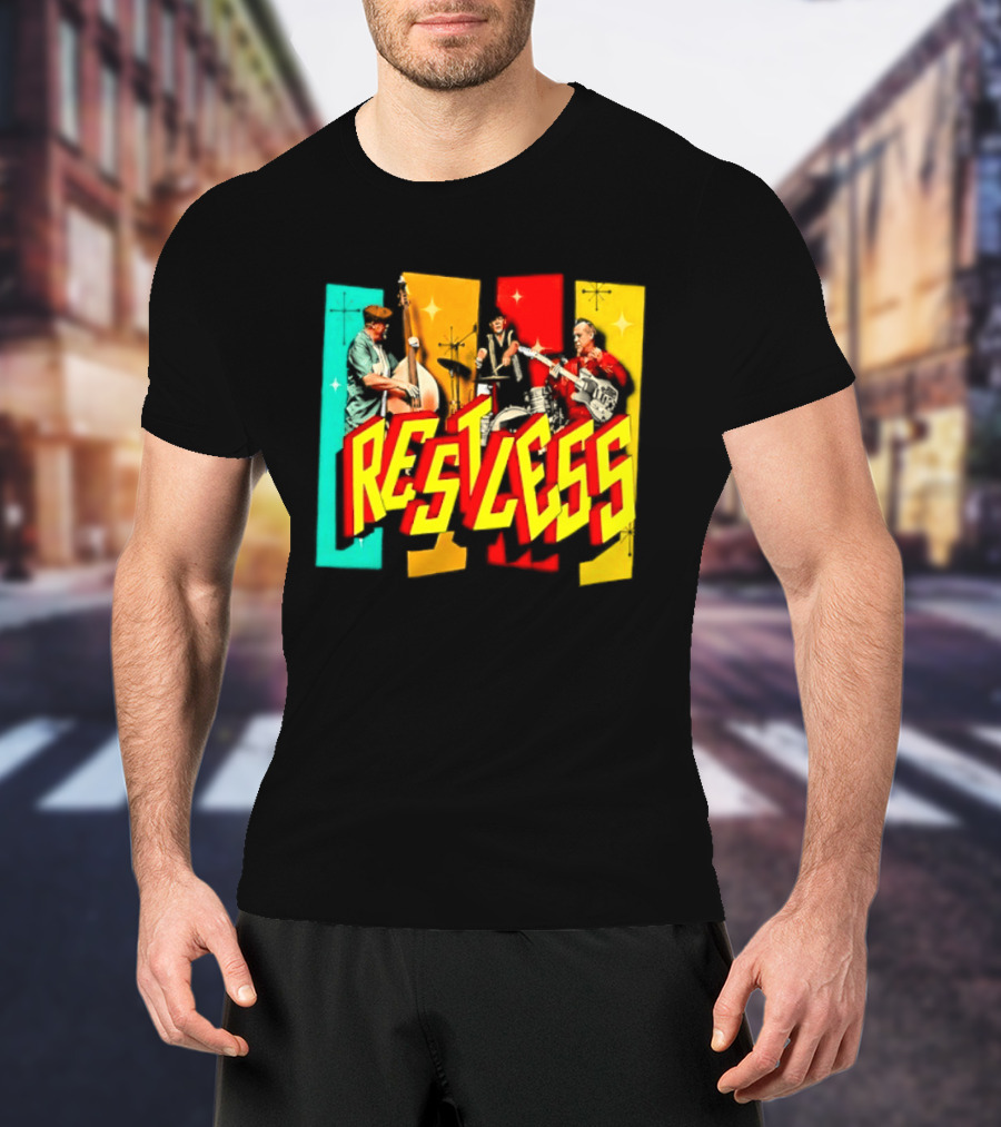 Restless Band Rockabilly Psychobilly Music Members Colorful Performance T-Shirt