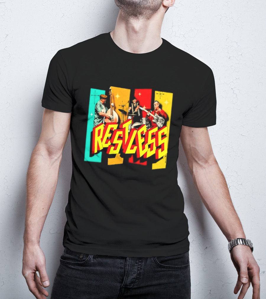 Restless Band Rockabilly Psychobilly Music Members Colorful Performance T-Shirt