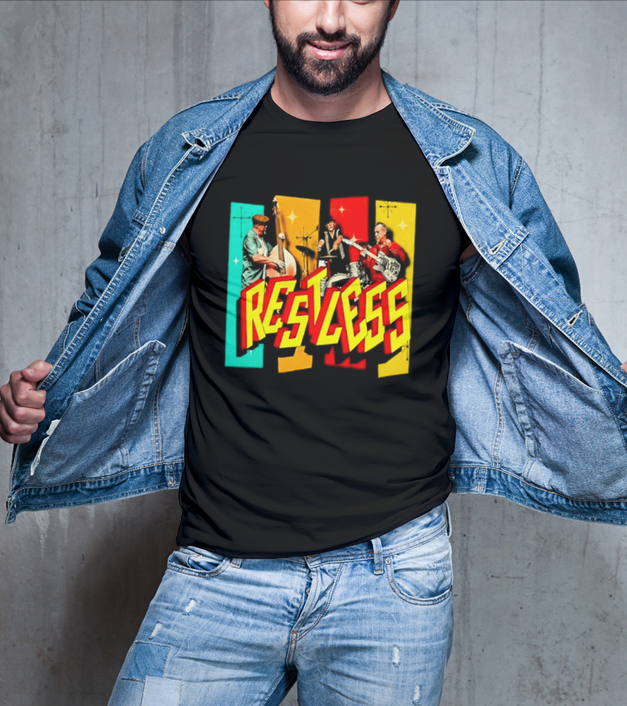 Restless Band Rockabilly Psychobilly Music Members Colorful Performance T-Shirt