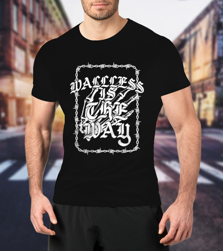 Wallless Is The Way Adam Wacker X WhiteCrayon Collaboration Barbed Skeleton T-Shirt