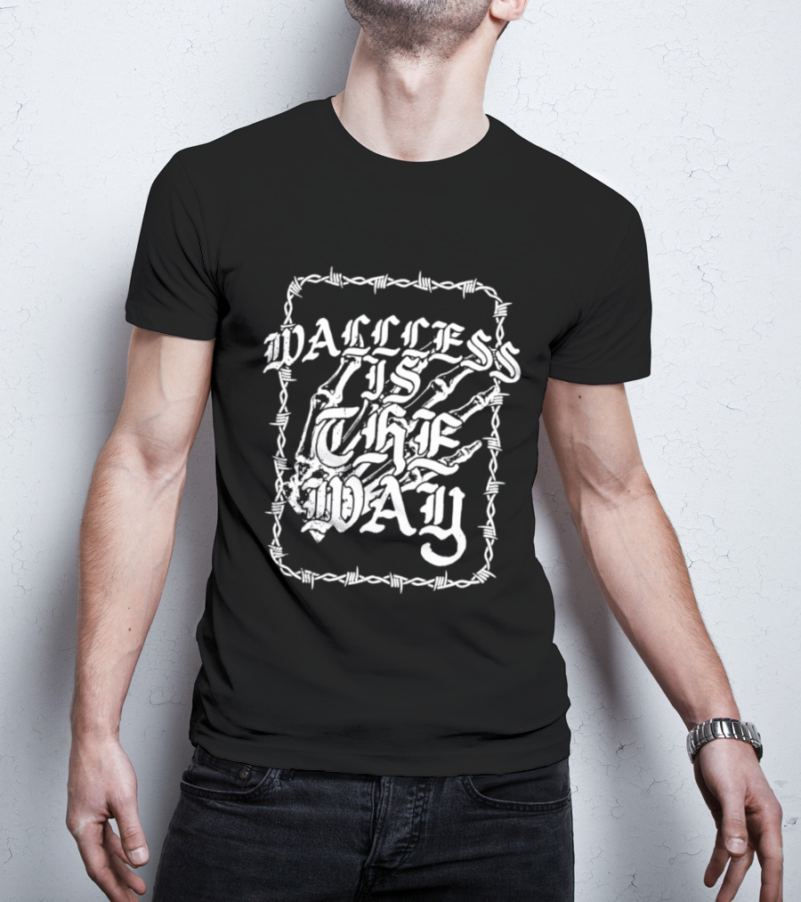 Wallless Is The Way Adam Wacker X WhiteCrayon Collaboration Barbed Skeleton T-Shirt