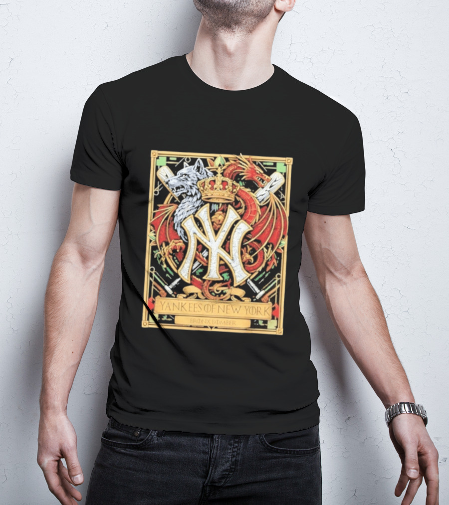 Yankees Of New York Bronx Bomber MLB Baseball Wolf Dragon Crown NY Crest T-Shirt